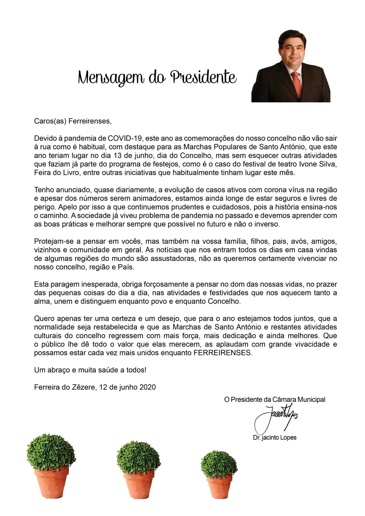 Mensagem mês Concelho