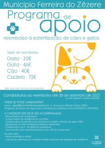 Candidaturas ao Apoio de Reembolso à esterilização de cães e gatos 2023